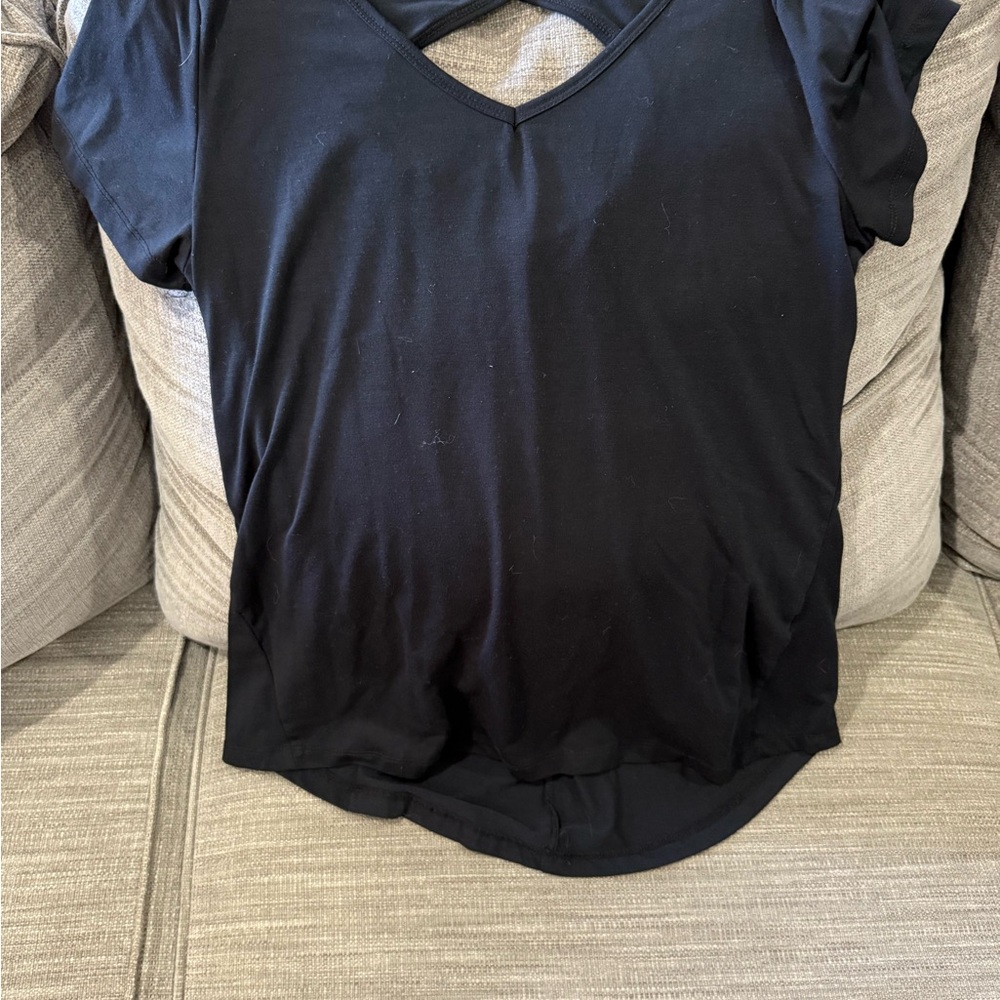 BCG Black Backless Short Sleeve Tee